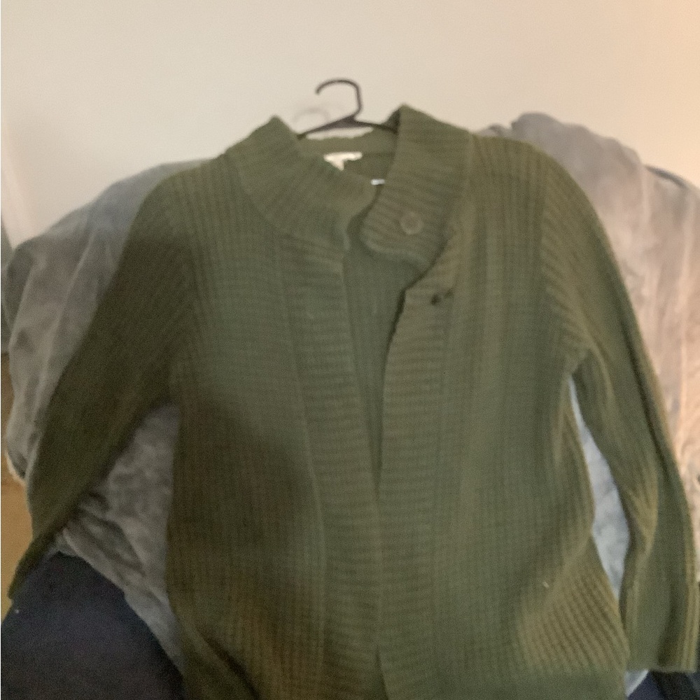 Large green cardigan
